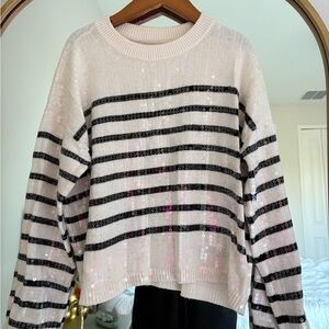 LOFT Sequin Striped Sweater -